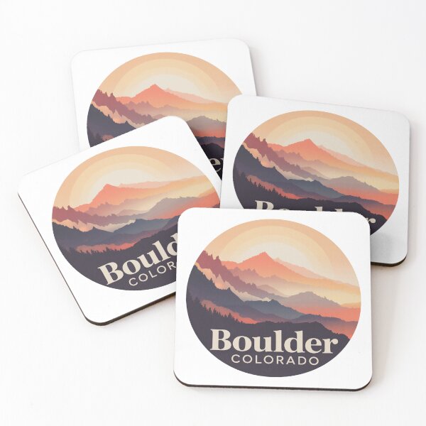 Item preview, Boulder Colorado: Sunset Mountains, Retro Travel Circle Design designed and sold by CircinusStore.