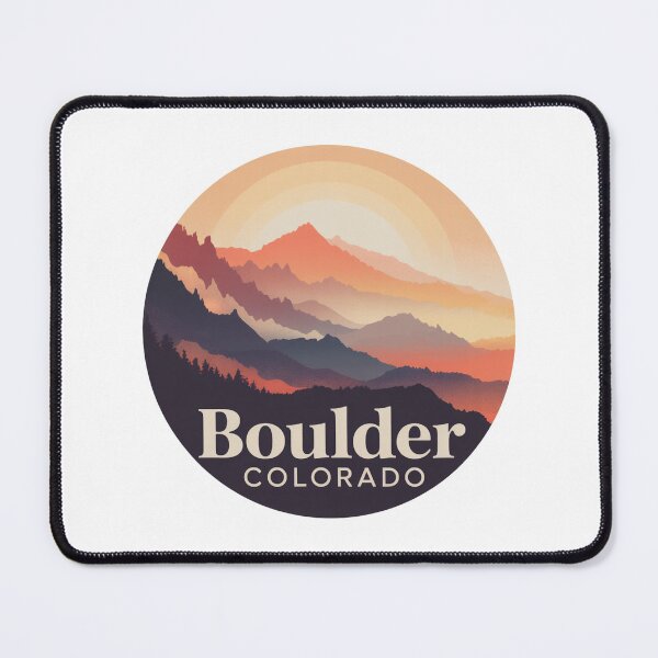 Item preview, Boulder Colorado: Sunset Mountains, Retro Travel Circle Design designed and sold by CircinusStore.