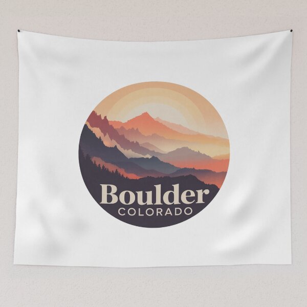 Item preview, Boulder Colorado: Sunset Mountains, Retro Travel Circle Design designed and sold by CircinusStore.