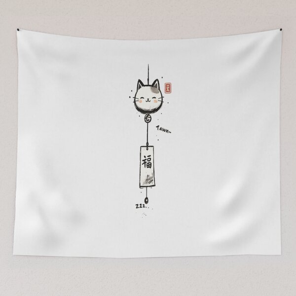 Item preview, Japanese Cat Wind Chime Sumi-e Ink Style T-Shirt designed and sold by Amitabr14.