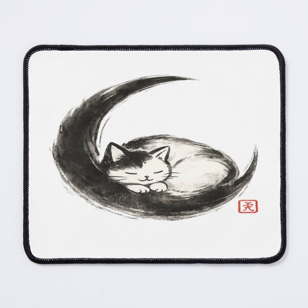 Item preview, Sleeping Cat Ink Brush Japanese Art T-Shirt designed and sold by Amitabr14.