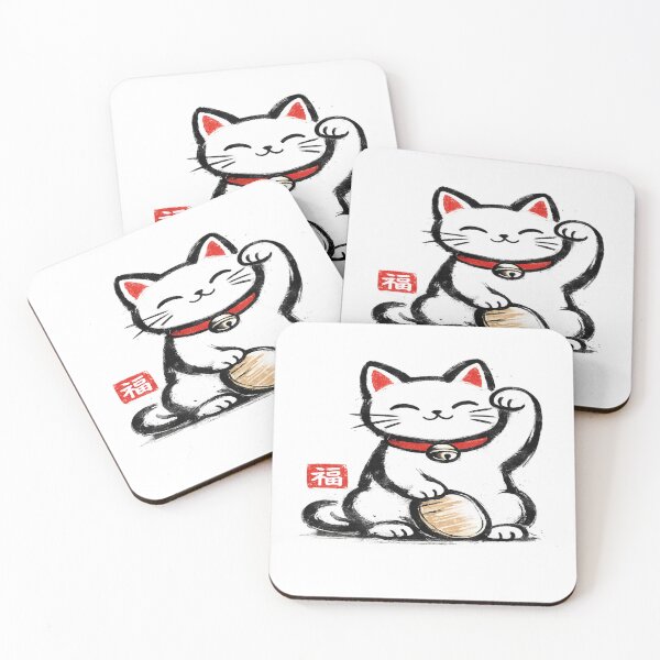 Item preview, Lucky Maneki Neko Japanese Cat Ink Style T-Shirt designed and sold by Amitabr14.