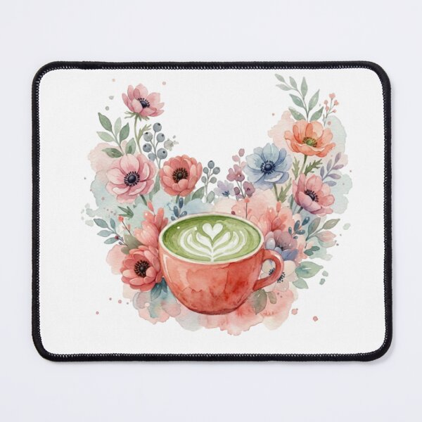 Item preview, Watercolor Florals & Matcha Latte teacup designed and sold by SunnyBatch.