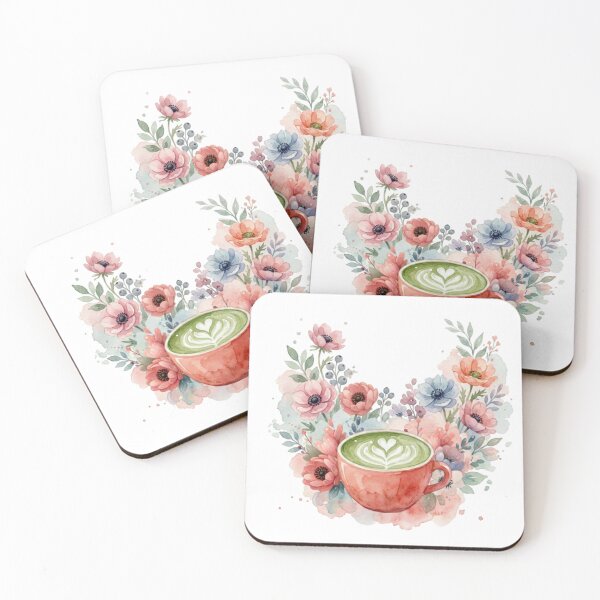 Item preview, Watercolor Florals & Matcha Latte teacup designed and sold by SunnyBatch.