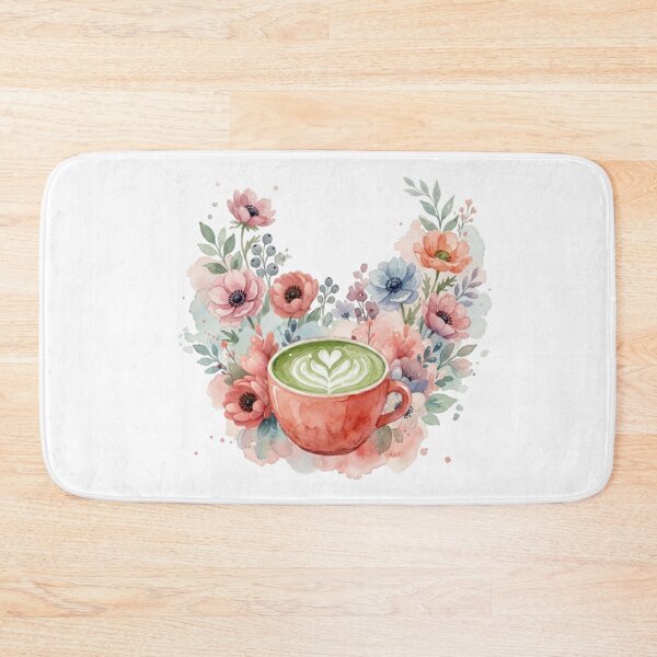 Item preview, Watercolor Florals & Matcha Latte teacup designed and sold by SunnyBatch.