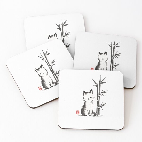 Item preview, Japanese Bamboo Cat Ink Brush Style T-Shirt designed and sold by Amitabr14.
