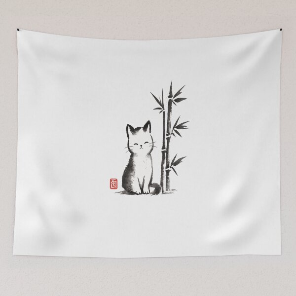 Item preview, Japanese Bamboo Cat Ink Brush Style T-Shirt designed and sold by Amitabr14.