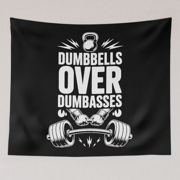 Item preview, Dumbbells Over Dumbasses Vintage Gym Quote designed and sold by eliramaison.