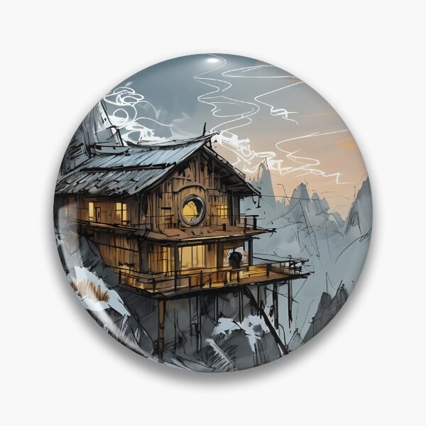 Item preview, HIGHER THAN MOST - Alpine Mountain Cabin Sketch designed and sold by Modern Nest Art.
