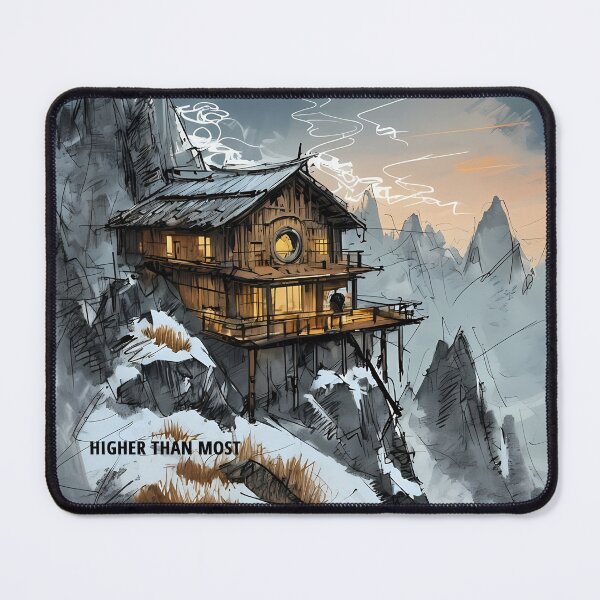 Item preview, HIGHER THAN MOST - Alpine Mountain Cabin Sketch designed and sold by Modern Nest Art.