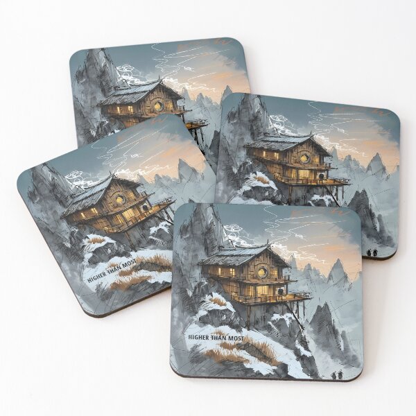 Item preview, HIGHER THAN MOST - Alpine Mountain Cabin Sketch designed and sold by Modern Nest Art.