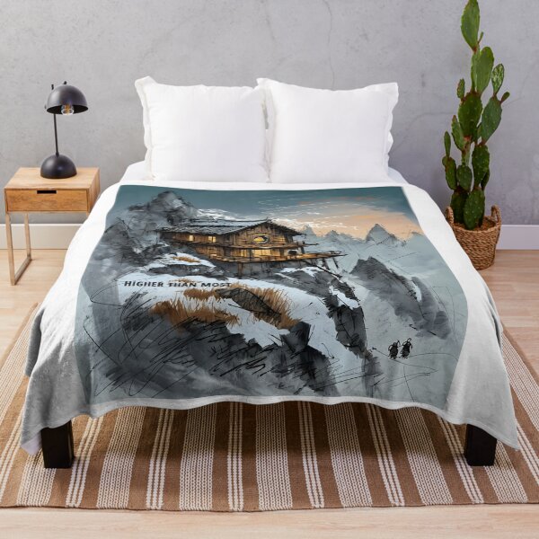 Item preview, HIGHER THAN MOST - Alpine Mountain Cabin Sketch designed and sold by Modern Nest Art.
