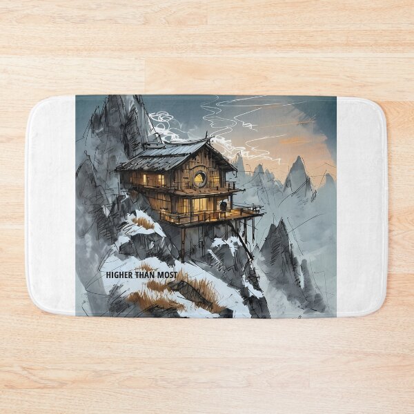 Item preview, HIGHER THAN MOST - Alpine Mountain Cabin Sketch designed and sold by Modern Nest Art.