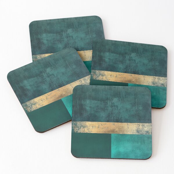 Item preview, Abstract petrol green gold design, geometric minimalist modern texture designed and sold by CosmicGlyph.