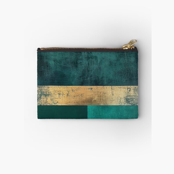 Item preview, Abstract petrol green gold design, geometric minimalist modern texture designed and sold by CosmicGlyph.