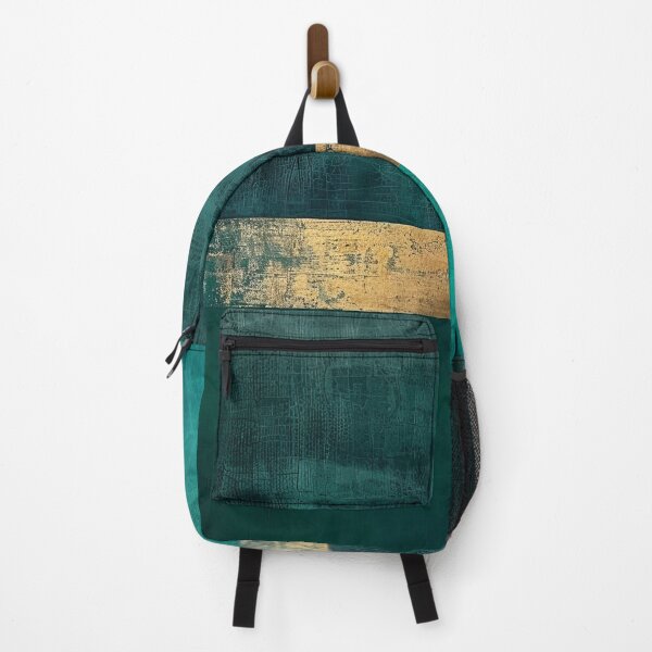 Item preview, Abstract petrol green gold design, geometric minimalist modern texture designed and sold by CosmicGlyph.