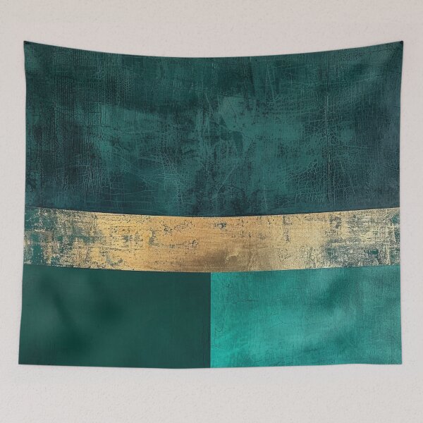 Item preview, Abstract petrol green gold design, geometric minimalist modern texture designed and sold by CosmicGlyph.