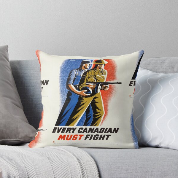 Item preview, Canadian WWII Propaganda Poster | Every Canadian Must Fight | Soldier & Factory Worker | Unity & Duty Art Print designed and sold by artofuniverse.