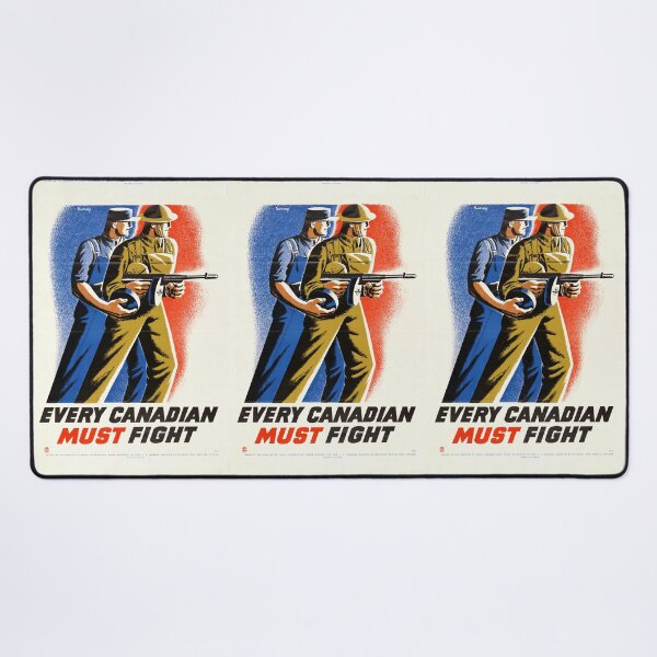 Item preview, Canadian WWII Propaganda Poster | Every Canadian Must Fight | Soldier & Factory Worker | Unity & Duty Art Print designed and sold by artofuniverse.
