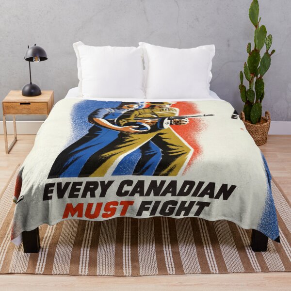Item preview, Canadian WWII Propaganda Poster | Every Canadian Must Fight | Soldier & Factory Worker | Unity & Duty Art Print designed and sold by artofuniverse.