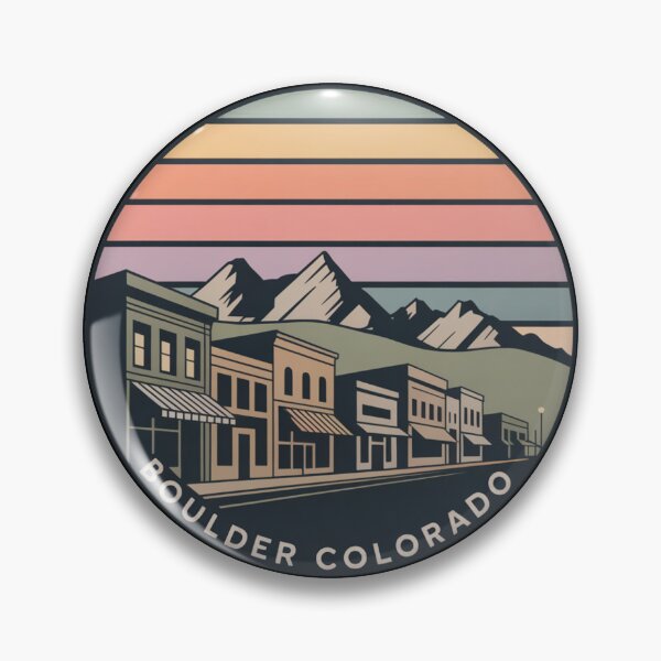 Item preview, Boulder Colorado: Downtown Mountains, Retro Sunset Circle Design designed and sold by CircinusStore.