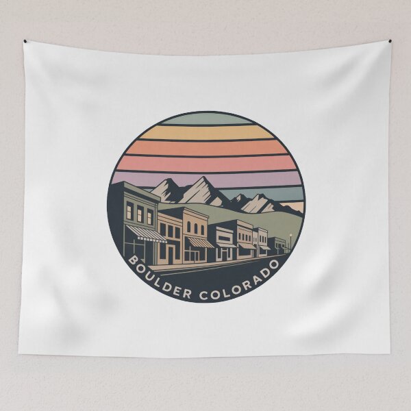 Item preview, Boulder Colorado: Downtown Mountains, Retro Sunset Circle Design designed and sold by CircinusStore.