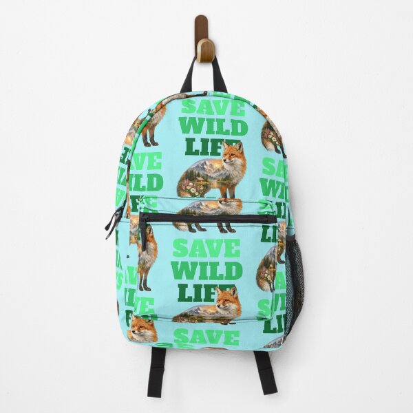 Item preview, Save Wildlife fox with mountain landscape typography designed and sold by Mauswohn.
