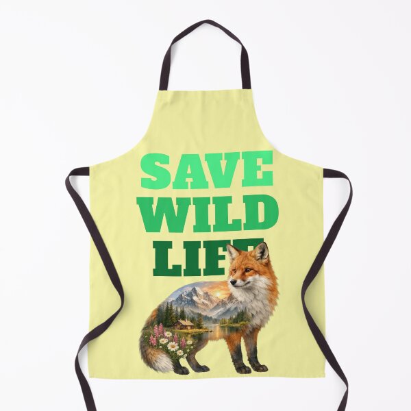 Item preview, Save Wildlife fox with mountain landscape typography designed and sold by Mauswohn.