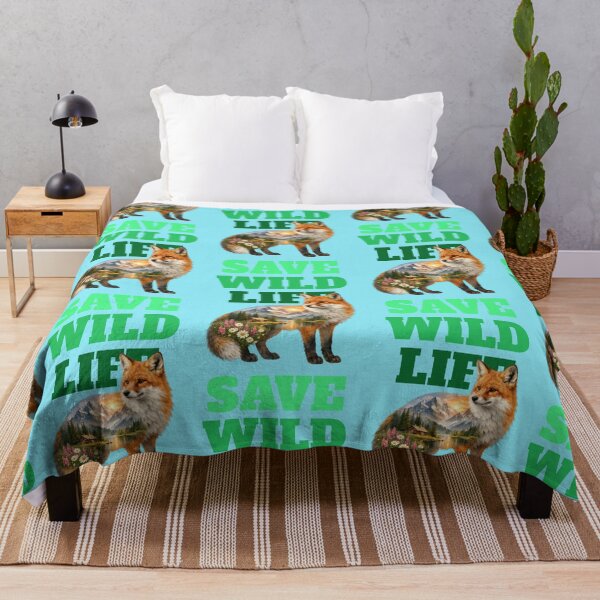 Item preview, Save Wildlife fox with mountain landscape typography designed and sold by Mauswohn.