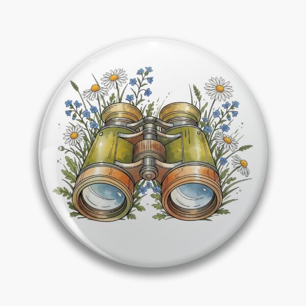 Item preview, Vintage Binoculars Floral Illustration, Nature Lover Design designed and sold by PlumArtDesign.