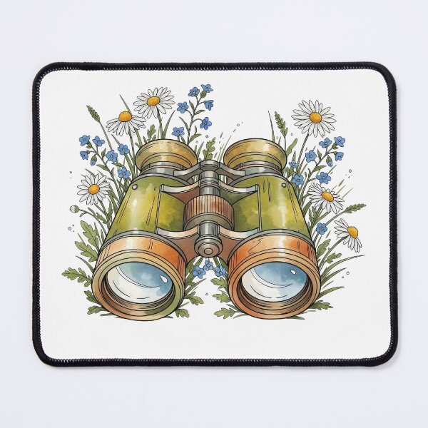 Item preview, Vintage Binoculars Floral Illustration, Nature Lover Design designed and sold by PlumArtDesign.