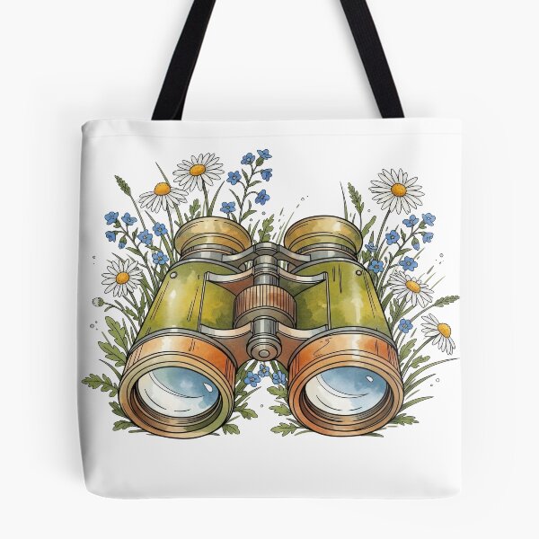 Item preview, Vintage Binoculars Floral Illustration, Nature Lover Design designed and sold by PlumArtDesign.