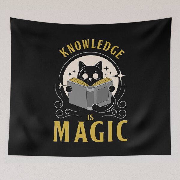 Item preview, Knowledge Is Magic – Cute Cat Reading Book - For Book Lover Fantasy Design designed and sold by DREEMBLOOM Designs.