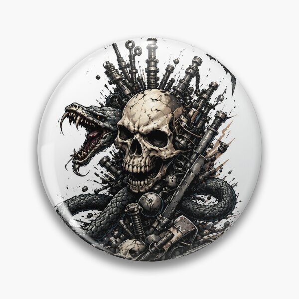 Item preview, Mechanical Skull and Snake Tattoo designed and sold by reazdrain.