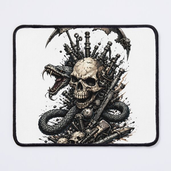 Item preview, Mechanical Skull and Snake Tattoo designed and sold by reazdrain.