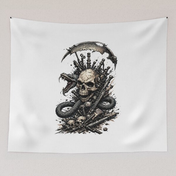 Item preview, Mechanical Skull and Snake Tattoo designed and sold by reazdrain.