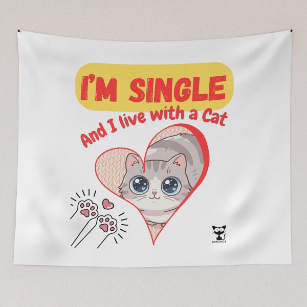 Item preview, I'm Single and I live with a Cat - Funny Feline Relationship Status designed and sold by Error404!.