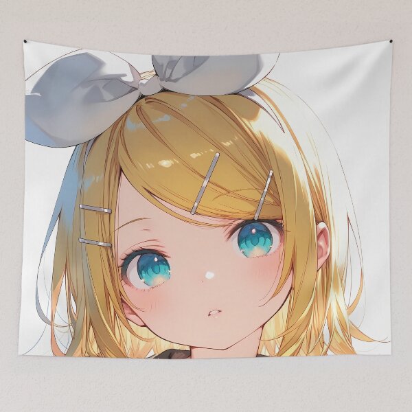 Item preview, Kagamine Rin Vocaloid Golden Bow Blue Eyes Portrait designed and sold by 108Recordings.