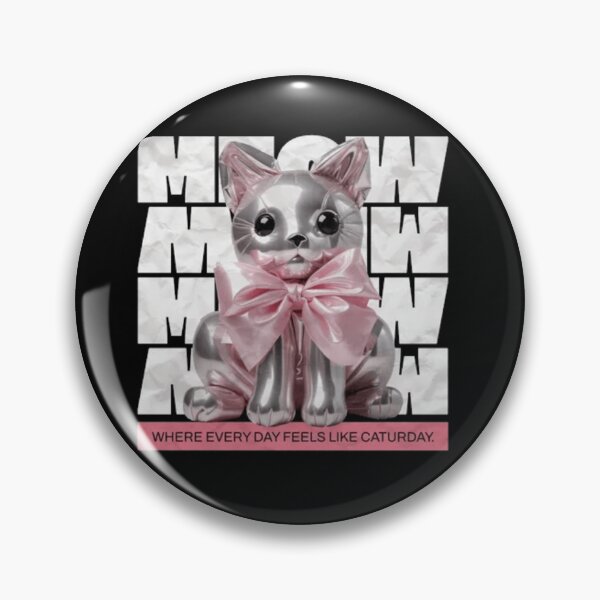 Item preview, Metallic Balloon Cat – Pink Bow Meow Aesthetic Art designed and sold by GenZFashion000.