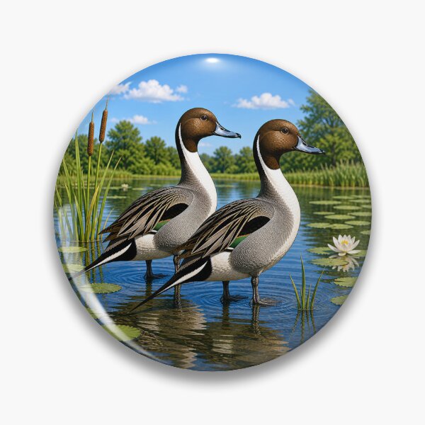 Item preview, Two Northern Pintail Ducks in Pond designed and sold by Myra365Art.