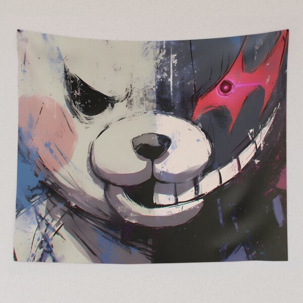 Item preview, Monokuma Danganronpa Split Face Grunge Mascot Close Up designed and sold by 108Recordings.