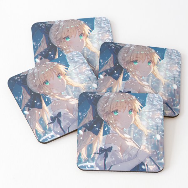 Item preview, Saber Lily Fate Grand Order Snowfall Umbrella Soft Light Blue Ribbon designed and sold by 108Recordings.