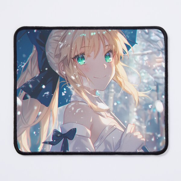 Item preview, Saber Lily Fate Grand Order Snowfall Umbrella Soft Light Blue Ribbon designed and sold by 108Recordings.