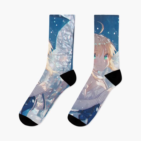 Item preview, Saber Lily Fate Grand Order Snowfall Umbrella Soft Light Blue Ribbon designed and sold by 108Recordings.