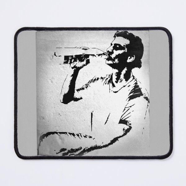 Item preview, Black and white drawing (based on a photo) of a young man drinking water from a bottle. designed and sold by Alan-David.