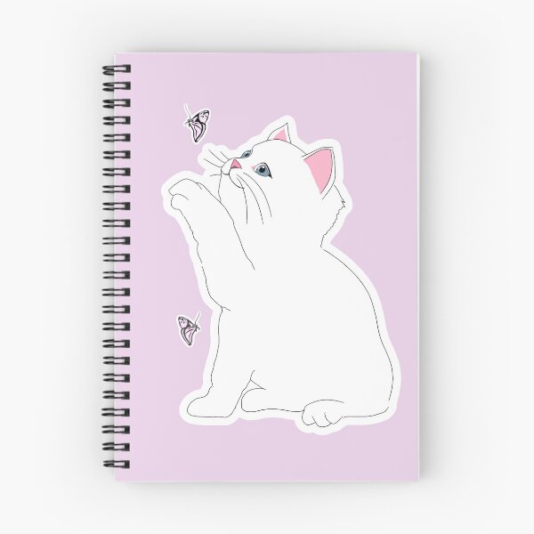 Item preview, a pink kitty playing with a butterfly designed and sold by sara747.