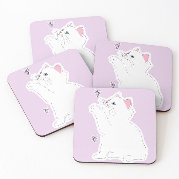 Item preview, a pink kitty playing with a butterfly designed and sold by sara747.