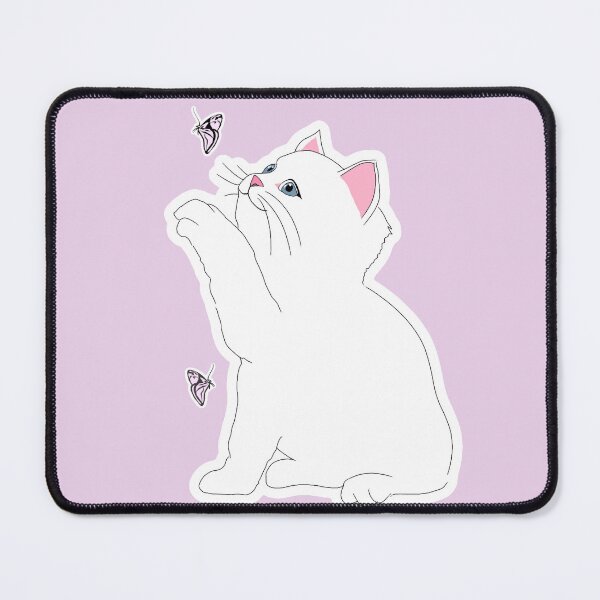 Item preview, a pink kitty playing with a butterfly designed and sold by sara747.