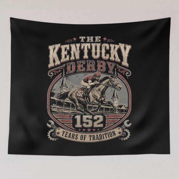 Item preview, Kentucky Derby Horse Racing Vintage 152 Years Tradition Jockey Chapel  designed and sold by graphixpolash.