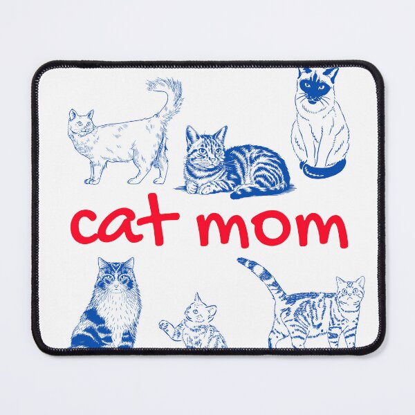Item preview, Cat Mom Retro Blue Illustrations - Wobbly Line Art Edition designed and sold by Niji Hibana.